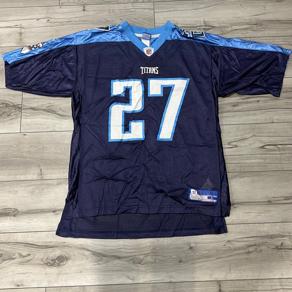 Eddie George Tennessee Titans Navy Blue Jersey Reebok Size Men’s Large